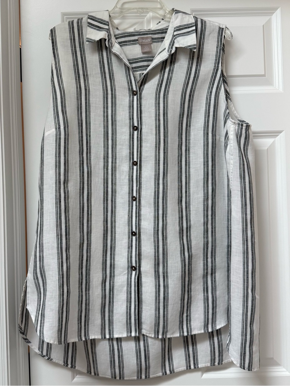 Chico's No-Iron Linen Sleeveless Striped Tunic size 18